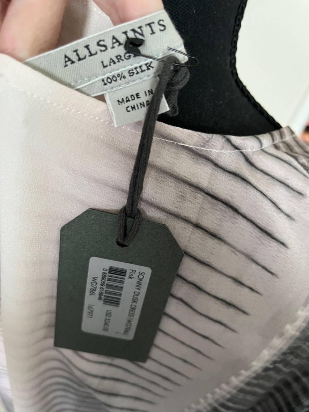 AllSaints Silk Pink and Gray Ombre Stripe Tunic Dress - Picture 5 of 12